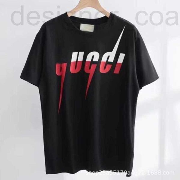 Diseñador de camisetas para hombres Versión correcta g familia camiseta de manga corta con borde impreso camiseta casual para hombres y mujeres Ropa de la familia Gu estilo rojo neto 824I