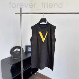 Diseñador de camisetas para hombres Versión correcta de Lvjia 24SS Summer Trece Line Tie Dye Vest estampado, Tendencia de camiseta sin mangas unisex FWJU