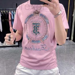 T-shirts masculins Designer Marque de mode européenne T-shirt à manches courtes Hot Drill Shirt INS2022 NOUVEAU T-shirt Pink Half Top Y84C