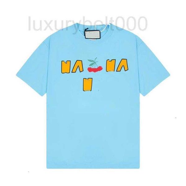 Camisetas para hombres Diseñador Marca de moda Lujo Camiseta para hombre Diseño Cherry Letter Print Cuello redondo Manga corta Verano Camiseta suelta Top Black Apricot O6NH