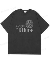 T-shirts pour hommes Designer Fashion Clothing Tees TShirts Rhude Anesthesia Short Sleeve Bank Co Branded Niche Hommes Femmes Trendy T-shirtTops Streetwear Hip hop Sportswear