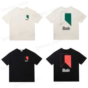 T-shirts pour hommes Designer Fashion Vêtements Tees Imprimé géométrique High Street Loose Oversize Wear Tendance pour femme Marque Rhude Tops Coton Streetwear