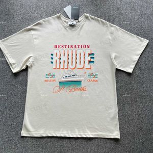 T-shirts T-shirts Designer Fashion Tees Rhude Destination T-shirt Cruiser Wave Letter Print Tide Tide Short Sleeve Tops Streetwear Hip Hop Sportswear