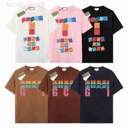 T-shirts voor heren designer G Family High Edition puur katoen Klassiek zomermodemerk T-shirt met korte mouwen Bedrukt paar Losse regenboogtop voor mannen en vrouwen O84X