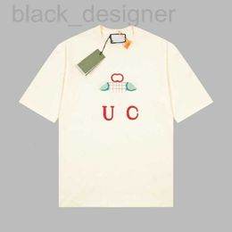 Heren T-shirts ontwerper GU Gujia Correct High Edition 24SS Nieuw klassiek geborduurd racket T-shirt met korte mouwen voor heren en dames Los, veelzijdig B2TV