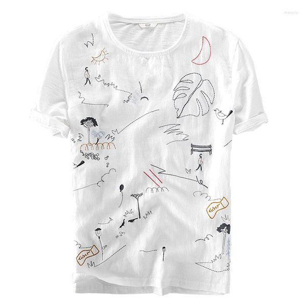 Camisetas de diseñador para hombre, camisa de marca de estilo italiano, camiseta blanca de moda para hombre, camiseta informal con cuello redondo para Tops, camiseta para hombre