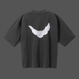 T-shirts pour hommes Designer Kanyes Classic Wests Shirt Three Party Joint Peace Dove Lavage Eau High Street Hommes et Femmes Yzys Tees Y5