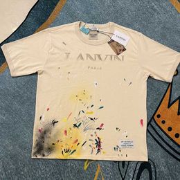 T-shirts masculins Designer Lanvis Shirt Fashion Graffiti Splash-Ink Imprime à manches courtes T-shirt Summer Wash usé Spacace Top Tees 648