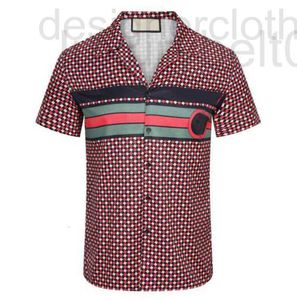 T-shirts pour hommes Designer de luxe Designer 2023 Été Chemises décontractées Europe Hommes Hawaii Beach T-shirt Col rabattu Fleur Rouge Vert Rayures Imprimer T-shirt A9JH SNOT