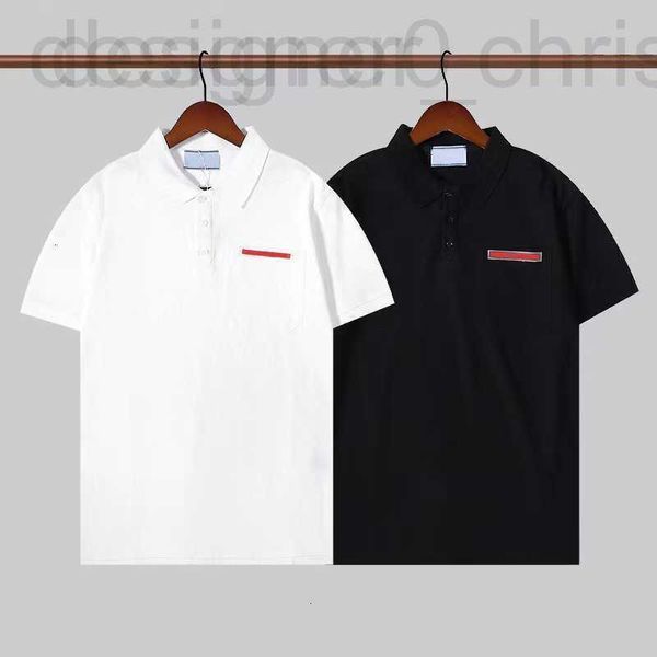 T-shirts pour hommes Designer de luxe populaire 22SS Créateur de mode Prad Hommes Trois Boutons Polo Chemise Business Casual Revers Budge T-shirt Respirant et humidité