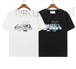 T-shirts pour hommes Designer Hommes Tee t-shirt Motifs animaux blancs Lettres imprimées chat 1921 Milan manches courtes coton femmes noir M-MXL TZEB