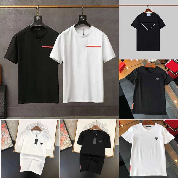 T-shirts pour hommes Designer Mens T-shirt Homme T-shirt noir Vêtements pour femmes Coton à manches courtes Poitrine Triangle Couple Manches courtes High Streetbrand Crew Neck Lettre KP5M