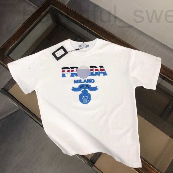 Camisetas para hombres Diseñador P Familia Camiseta de manga corta blanca para el verano de los hombres 2024 Nueva ropa suelta Marca de moda Cuerpo versátil TT3N