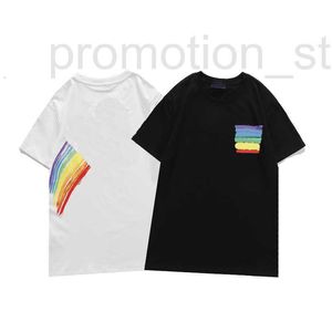 Heren T-shirts Ontwerper Regenbogen Afdrukken Tees Jongens Casual Ademend T-shirt Mens Mode Gestreepte T-shirts Crew Neck Shirt Maat S-2XL QLI2