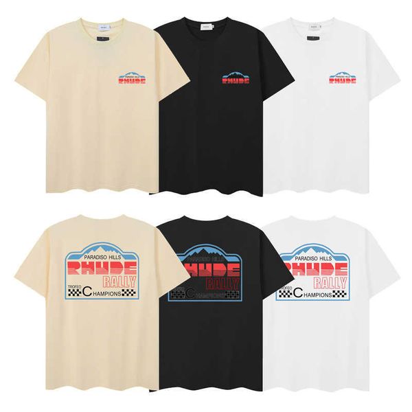 T-shirts pour hommes Designer Rhude T-shirt Mens Rhude American High Street Lâche Teen Couple Col rond Pull Casual Commuting Instagram Short Sleevesyo17