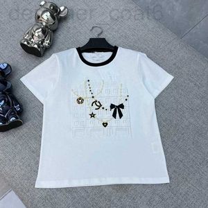Heren T-shirts Designer Shenzhen Nanyou Dames 2024 Vroege Lente Nieuwe Zware Industrie Parelketting Korte Mouwen T-shirt Top H5OM