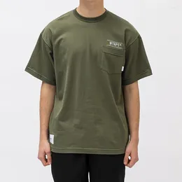 T-shirts voor heren Designershirt voor heren Sport Geborduurde zak Katoen Korte mouw Casual ronde hals Top Japans trendy