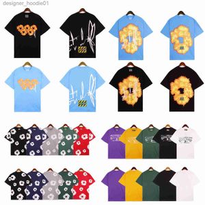 T-shirts voor heren Designer Shirts Denim Grafische T-shens T-shirt Designer Kleding Running Sport Loose T-shirt Lichtblauw Zwart C240412