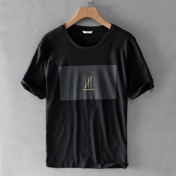 T-shirt da uomo Designer Style Italia T-shirt in lino da uomo T-shirt nera di marca per camicie moda casual T-shirt allentata maschile Camisetas da uomo