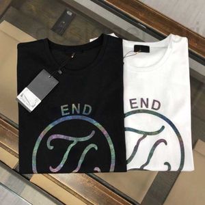 Camisetas de diseñador para hombre, camiseta de manga corta de verano para hombre, sudadera informal con estampado de letras F degradado, jerseys con cuello redondo de lujo para mujer 384H