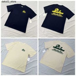 Camisetas para hombres Diseñador de diseñadores Timera Aimes Fun Impresión Leons Dore Loose Algodón informal Camina corta Pareja de verano Retro Graffiti Oscuro Verde Verde French Bxro Q240416