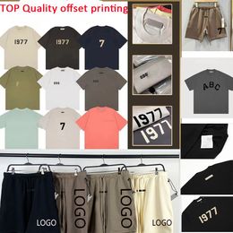 2024SS EssentialShorts Mens Designer T-shirt Man ESS Shirts Mens T-shirt Casual T-shirt 1977 Katoenletter Gedrukt Shirt Summer Heren Dames kleding Shorts T-shirt XSZ