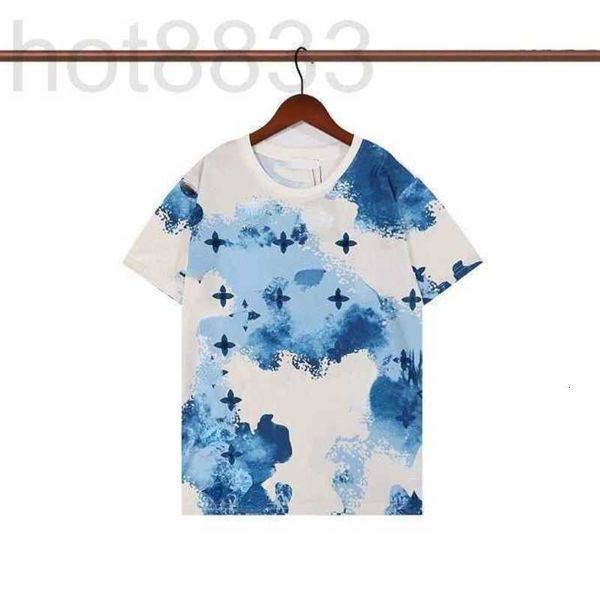 Camisetas de hombre Camiseta de diseñador Camiseta de versión alta Cielo azul Nube blanca Estampado de estrellas Cuello redondo Manga corta Moda de mujer Casual Suelta 15U3