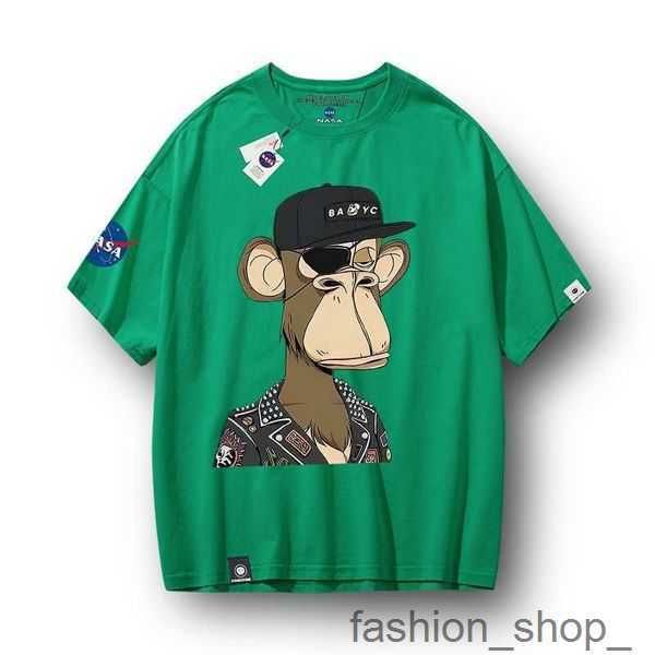 T-shirts pour hommes T-shirt de designer Nasa Co Branded Boring Ape et marque de mode féminine NFT Curi Bayc Monkey Head même couple lâche à manches courtes Ventes d'usine 5 V06W