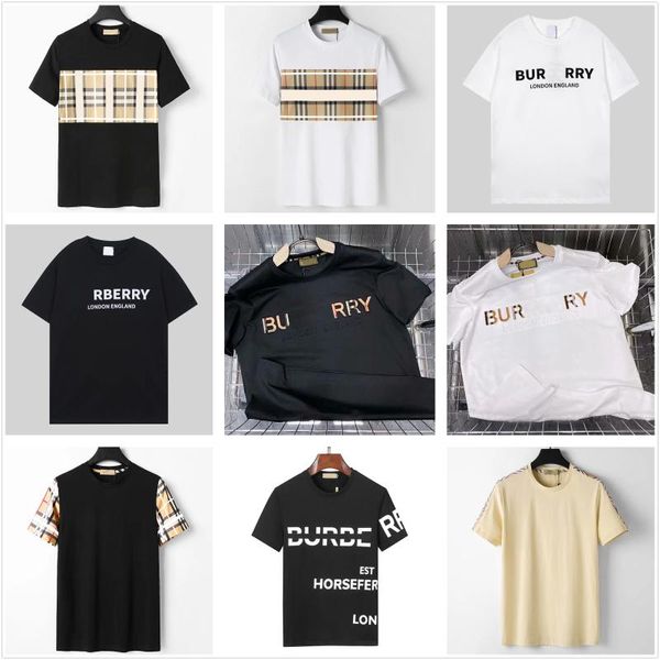 T-shirts pour hommes T-shirt Black Beige Plaid Stripe Brand Classic Lettres Cotton Breathable Rinde résistant et Femme