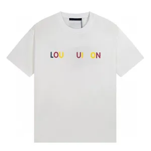 T-shirts pour hommes Designer Tees Rainbow Letter Imprimer à manches courtes Cotton Loose Men Women Shirt