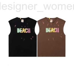 T-shirts pour hommes Designer Washed Mens T-shirts 2023 Dept Shirt Gall Erye's usé sans manches en vrac Tear-Off Summer High-Street Sweat-shirt Tendance IVV7
