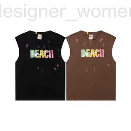 T-shirts voor heren Designer gewassen T-shirts voor heren 2023 Dept Shirt Gall erye's Versleten mouwloze losse afscheurbare zomer High-street sweatshirt Trend IVV7