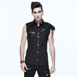 Heren t shirts duivel mode punk mouwloze dagelijkse blouses top slank fit verwijderbare schouderaccessoires zomer shirt