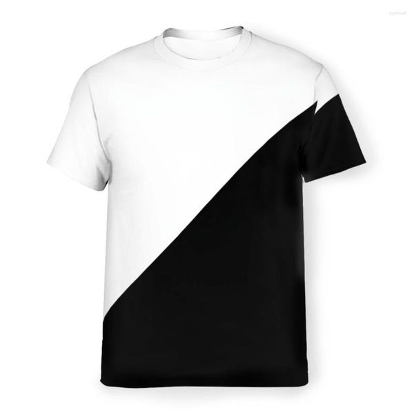 T-shirts pour hommes Diagonal Half White And Black Polyester TShirts Couleur Hommes Harajuku Tops Chemise mince Col rond