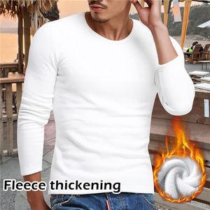 DIHOPE Hommes Casual Coton T-shirt Slim Fit Sous-Vêtements Thermiques À Manches Longues T-shirts Solides Hommes Hiver Polaire T-shirt Homme Tee 230406