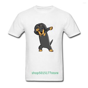 Heren T-shirts Korting Anime Dabbing Teckel Hond Grappige Doxie Mannen Korte Mouw Honden T-Shirt Gepersonaliseerde Man