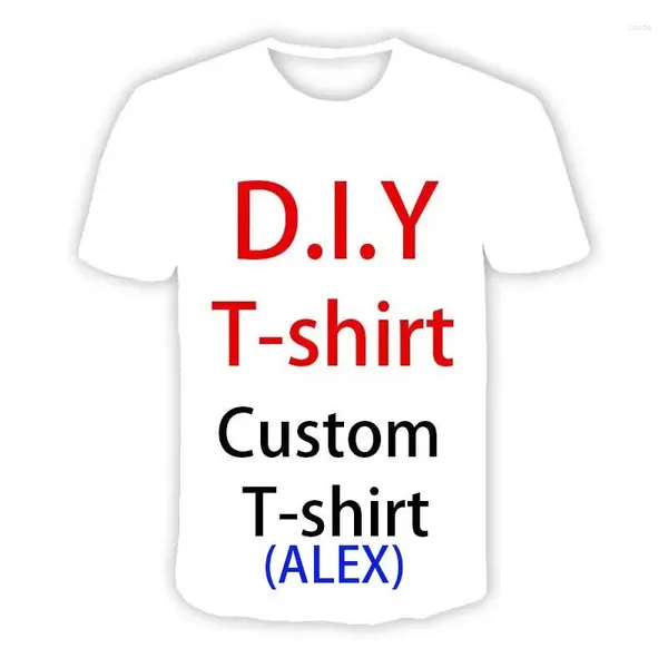 T-shirts pour hommes DIY Concevez vos propres images 3D T-shirts décontractés T-shirts Hip Hop T-shirts Harajuku Styles Tops Vêtements (taille d'Alex