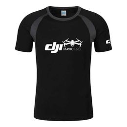 T-shirts masculins DJI Pilote professionnel Pilot imprimé Homme T-shirt T-shirt Coton Mens Raglan Short Slve O Col Strtwear Tops T240425