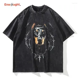 T-shirts pour hommes Doberman T-shirts surdimensionnés vintage Hip Hop High Street Shirt rétro Mignon chien DTG Impression des t-shirts à manches courtes
