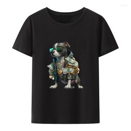 Heren t shirts hond met zonnebril katoen y2k t-shirts print korte mouw comfortabele koszulki mannen t-shirt tees humor losse creatieve camisa