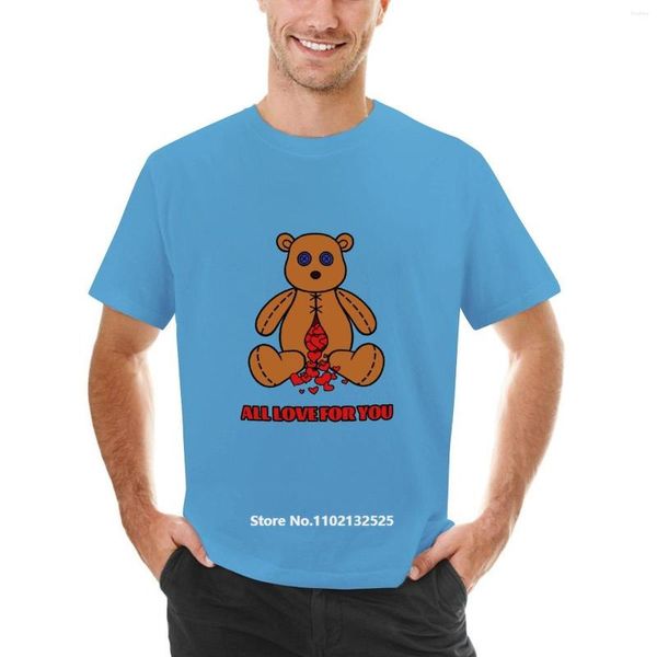 Camisetas para hombre, oso de muñeca, todo amor por ti, corazones, camisa para hombre, camisetas de manga corta de algodón, camisetas casuales de Hip Hop con cuello redondo, camisetas