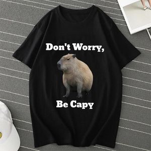 T-shirts pour hommes ne vous inquiétez pas être Capy Capybara haut hommes femmes Manga Anime t-shirt surdimensionné T-shirts vêtements hommes Y2k vêtements