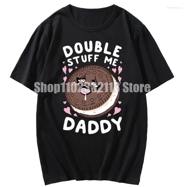 T-shirts pour hommes Double Stuff Me Daddy T-shirt Fangled Sandwich Biscuit Cartoon Tops Tee Funny Dirty Pun Cadeau pour les femmes Tshirt