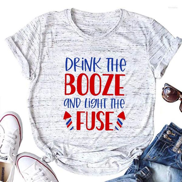 T-shirts pour hommes boire l'alcool et la lumière fusible chemise hommes drôle 4 juillet pour nous les gens aiment faire la fête t-shirt M
