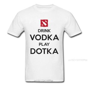 T-shirts voor heren drinken wodka Play Dotka 2018 Fun Player White T-shirt Mens Letter T-shirt Dota Group Aangepaste katoen O-Neck Top T-shirt J240409