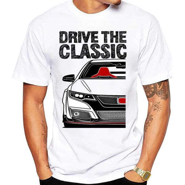 Les t-shirts masculins conduisent Civic Type R FK2 Meilleur t-shirt de conception de voitures de chemise Nouveau été homme court slve vintage boy décontracté hauts harajuku man blanc ts t240425