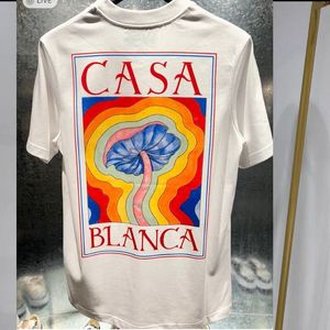 T-shirts pour hommes Drop CASABLANCA T-shirts Rainbow Mushroom Lettre Imprimer Tops à manches courtes Coton Lâche Hommes Femmes T-shirt 230519