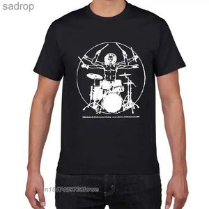 T-shirts voor heren drums da vinci Fun t-shirt heren vitruviaanse drummer katoen retro grafische muziek roman straat kleding heren t-shirtxw