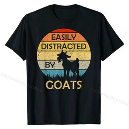 T-shirts masculins facilement distrait par des chèvres rétro vintage drôle de chèvre T-shirt t-shirt pour hommes tops drôles ts