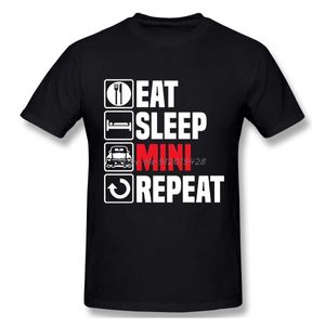 Heren t-shirts Eat Sleep Mini Herhaal T-shirt Fun Dads Birthday Cooper Car Fathers Day T-Shirt Gift Street kleding Harajuku T-shirt J240426